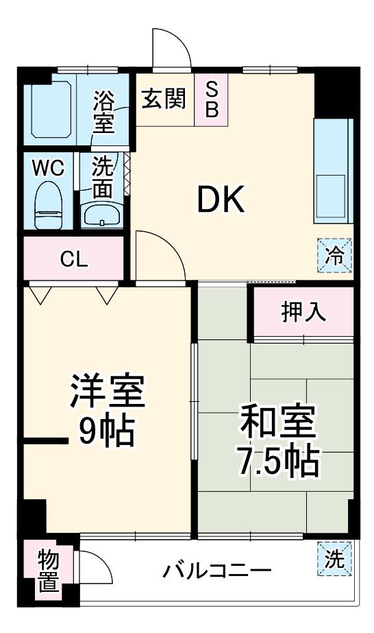 松栄大宮マンション(2DK/1階)の間取り写真