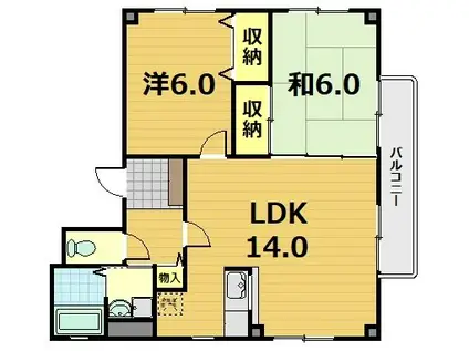 カーサ紫明(2LDK/2階)の間取り写真