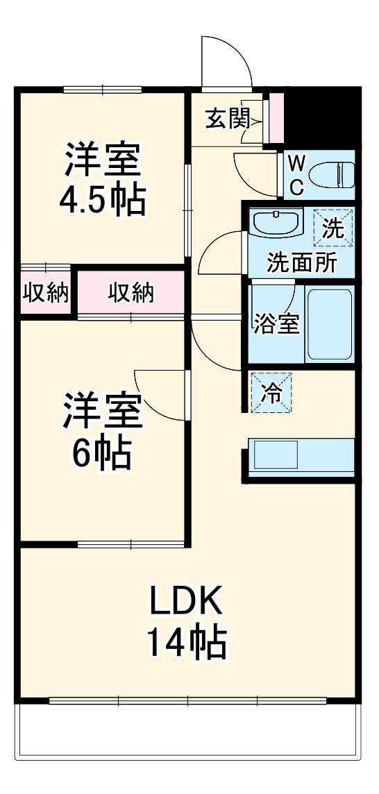 グランディール(2LDK/3階)の間取り写真