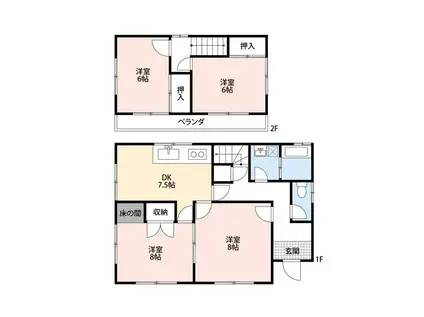 鴻巣市戸登戸戸建て(4DK/1階)の間取り写真