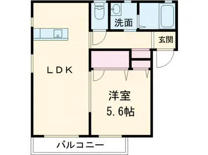 ユーガイアⅡ(1LDK/1階)の間取り写真