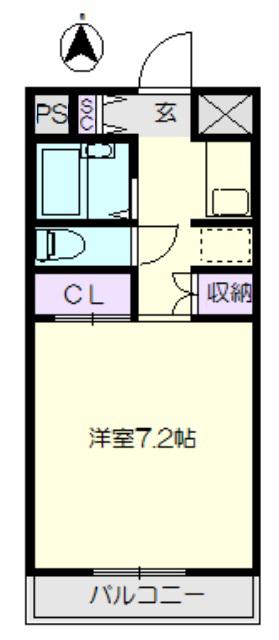 クラフトアルス(1K/2階)の間取り写真