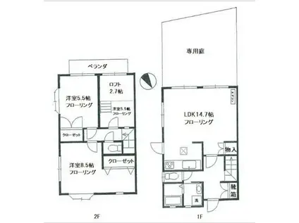 小泉テラスハウス(3LDK)の間取り写真
