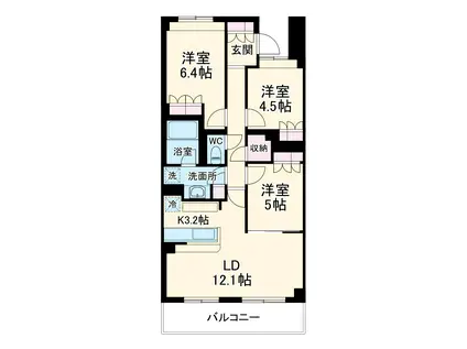 S-FORT横浜青葉台(3LDK/3階)の間取り写真