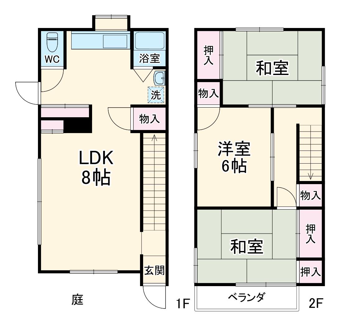 京成電鉄松戸線 高根公団駅 徒歩17分 2階建 築49年(3LDK)の間取り写真