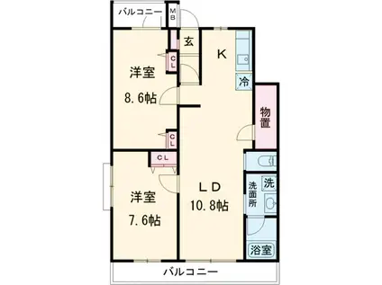 ベルメゾン中村橋サウス(2LDK/1階)の間取り写真