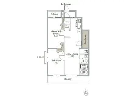 ベルメゾン中村橋サウス(2LDK/1階)の間取り写真
