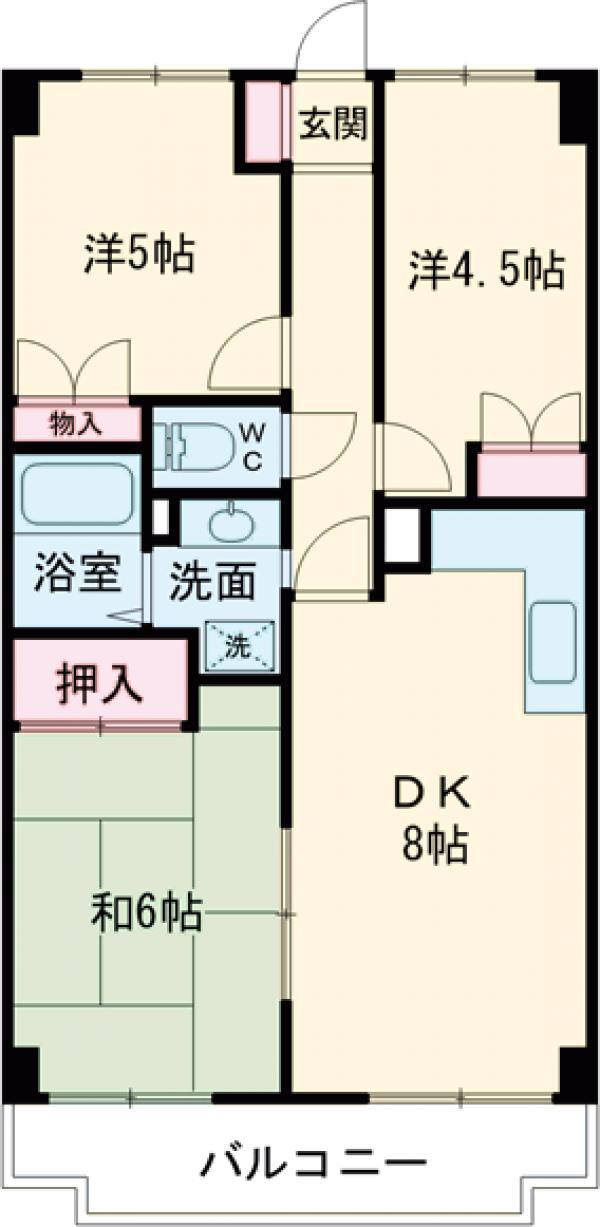 エフワンマンション(3DK/2階)の間取り写真