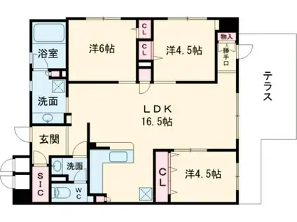 エステムコート京都紫野(3LDK/3階)の間取り写真