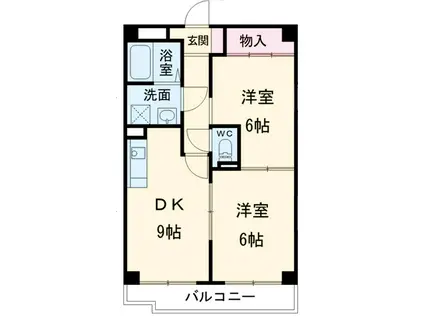 INSURANCE BLDG.Ⅱ(2DK/6階)の間取り写真