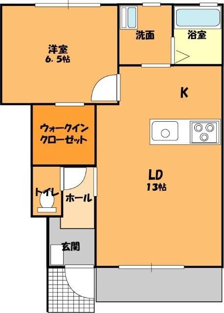 リヴェールA(1LDK/1階)の間取り写真