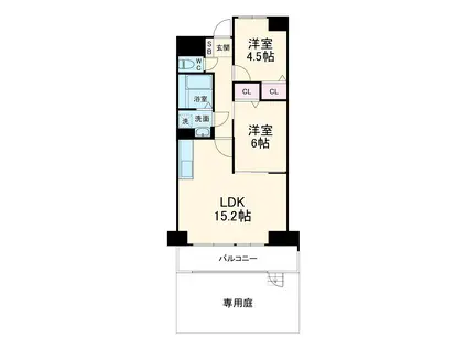 ライオンズマンション西八千代(2LDK/1階)の間取り写真