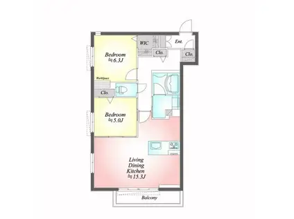 ASTERIA GARDEN DUO(2LDK/1階)の間取り写真