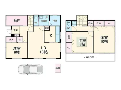 埼玉新都市交通 加茂宮駅 徒歩10分 2階建 築11年(3SLDK)の間取り写真