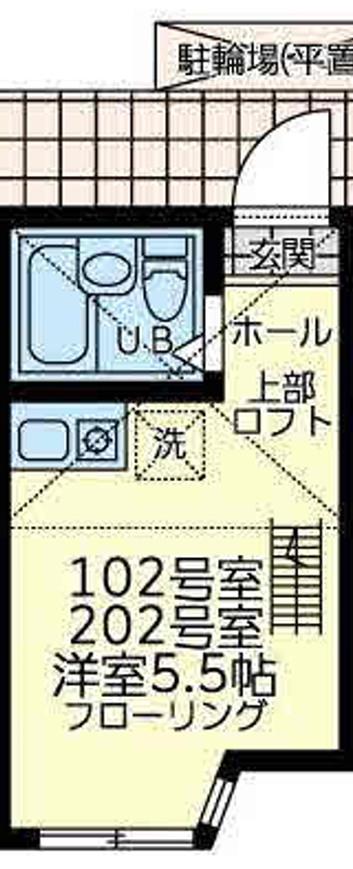 ユナイト境之谷タルトフロマージュ(ワンルーム/2階)の間取り写真