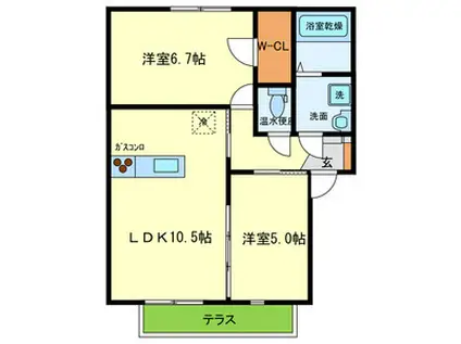 ミューズ二色(2LDK/1階)の間取り写真