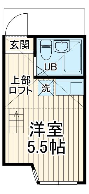 ユナイト境之谷タルトフロマージュ(ワンルーム/2階)の間取り写真