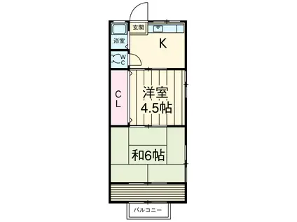 寿荘(2K/2階)の間取り写真