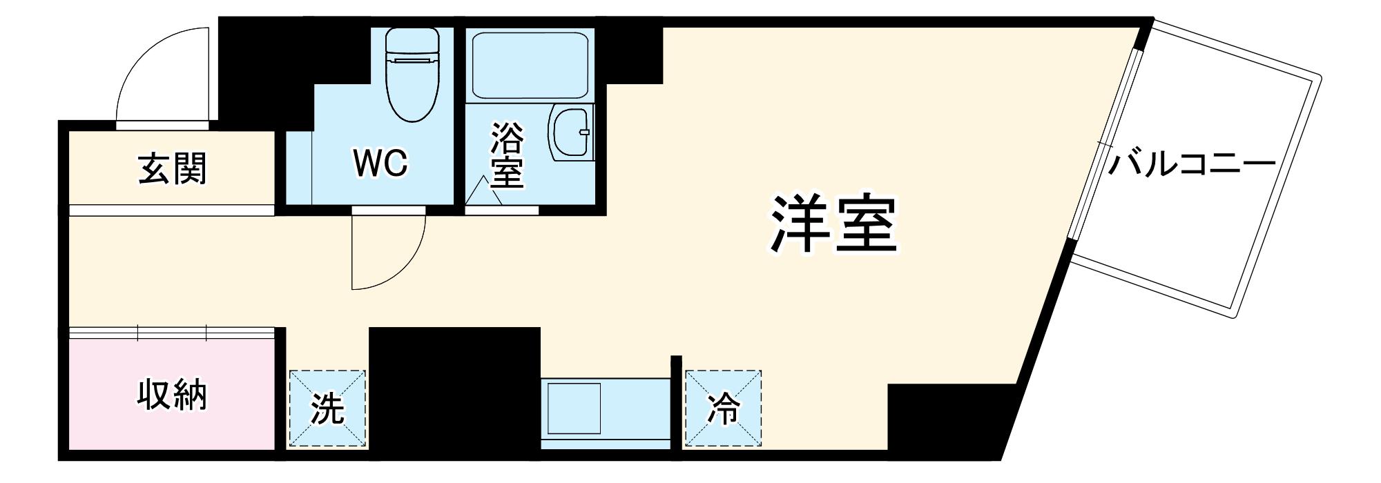 ベルボヌール大手町(ワンルーム/6階)の間取り写真