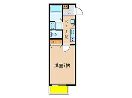 キャメル津田沼Ⅱ(1K/2階)の間取り写真
