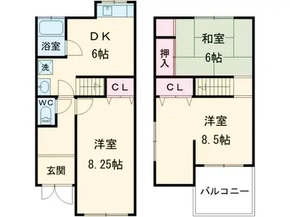 南海電鉄南海本線 忠岡駅 徒歩12分 2階建 築54年(3DK)の間取り写真