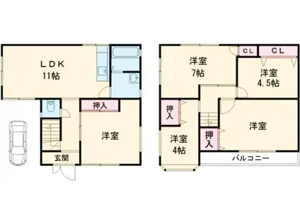 南海電鉄泉北線 和泉中央駅 徒歩10分 2階建 築45年(5LDK)の間取り写真