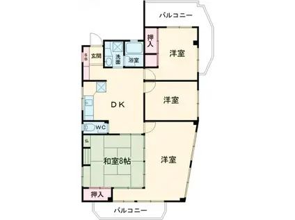 パールハイツ(4DK/4階)の間取り写真