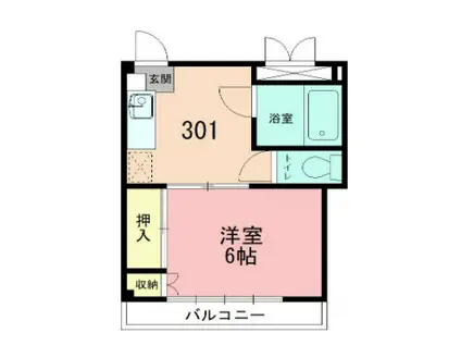 サンライズビル(1DK/3階)の間取り写真