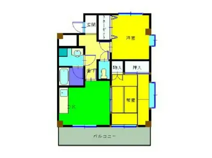コーポアルファ(2DK/3階)の間取り写真