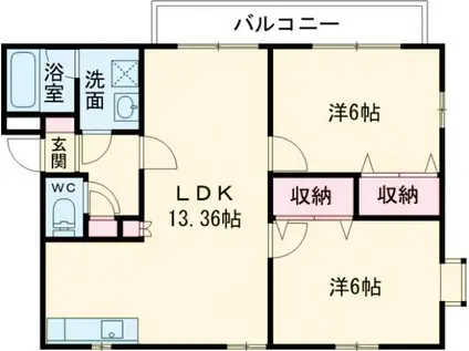 メープル香椎(2LDK/1階)の間取り写真