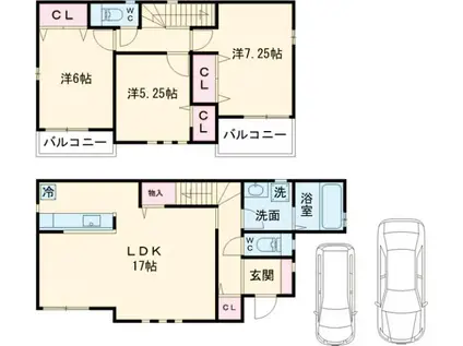 南海電鉄南海本線 春木駅 徒歩14分 2階建 築1年(3LDK)の間取り写真