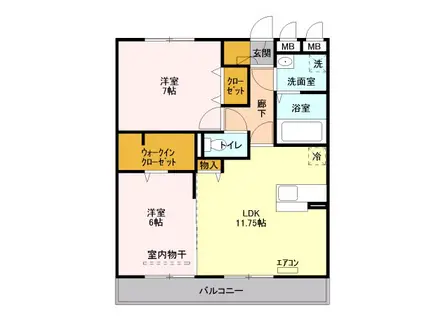 ピュアロータス2(2LDK/1階)の間取り写真