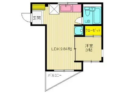 小野ハイツ(1SDK/3階)の間取り写真