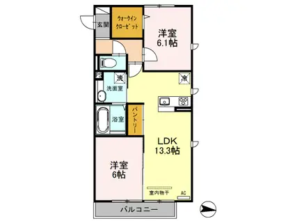 元町イグレットⅡ(2LDK/3階)の間取り写真