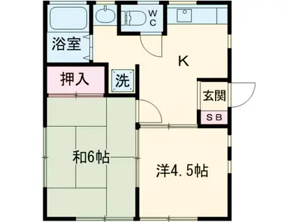 シルクハイツ(2DK/2階)の間取り写真