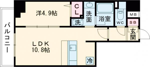 アイル プレミアム東京西新井(1LDK/5階)の間取り写真