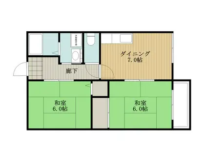レインボー松本(2DK/1階)の間取り写真