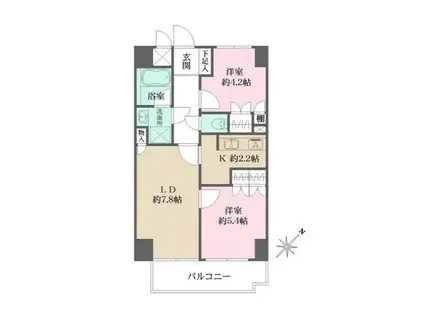 藤和シティホームズ新宿余丁町(2LDK/4階)の間取り写真