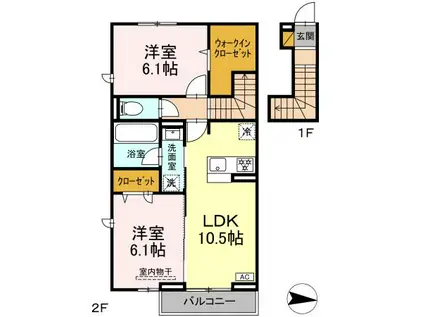 ラプエルタ(2LDK/2階)の間取り写真
