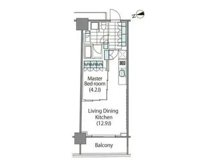 コンフォリア新宿イーストサイドタワー(1LDK/8階)の間取り写真