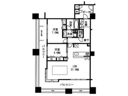 ディークラディア泉大津(2LDK/11階)の間取り写真