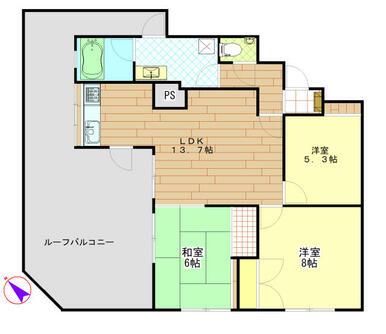 レジデンス西千葉ウエスト(3LDK/5階)の間取り写真