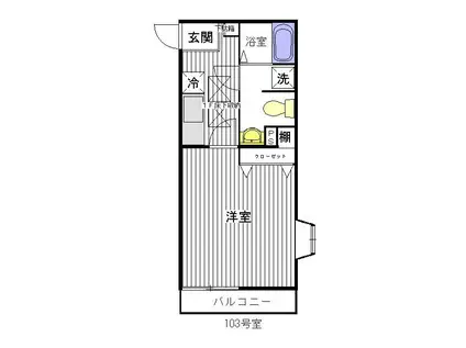 アムールジョリコリーヌ(1K/1階)の間取り写真