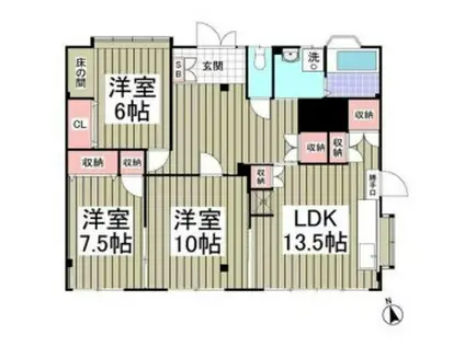 マイネルロッヂⅠ(3LDK/1階)の間取り写真