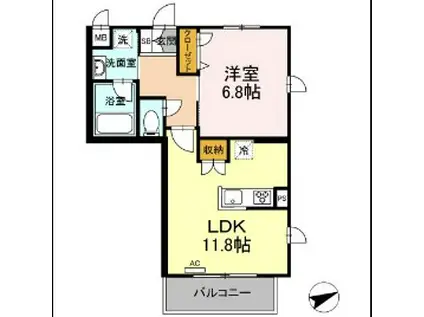 LE VERT HACHIOJI(1LDK/1階)の間取り写真