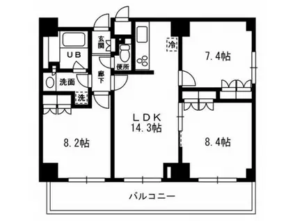 レジディア杉並方南町(3LDK/1階)の間取り写真
