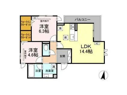 グランボヌール(2LDK/1階)の間取り写真