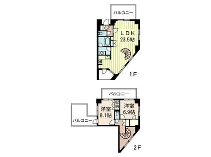 エスティメゾン北新宿(2LDK/9階)の間取り写真