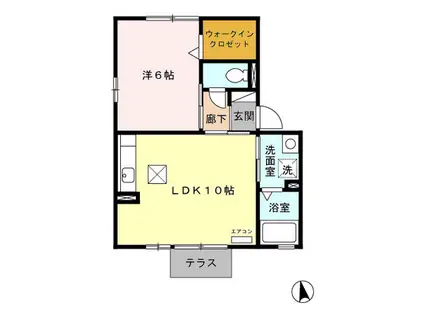 ホープMⅠ(1LDK/2階)の間取り写真