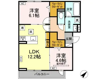 レユスィール(2LDK/1階)の間取り写真